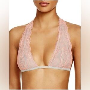 Free People Pink Lace Bralette with Scalloped Edges
